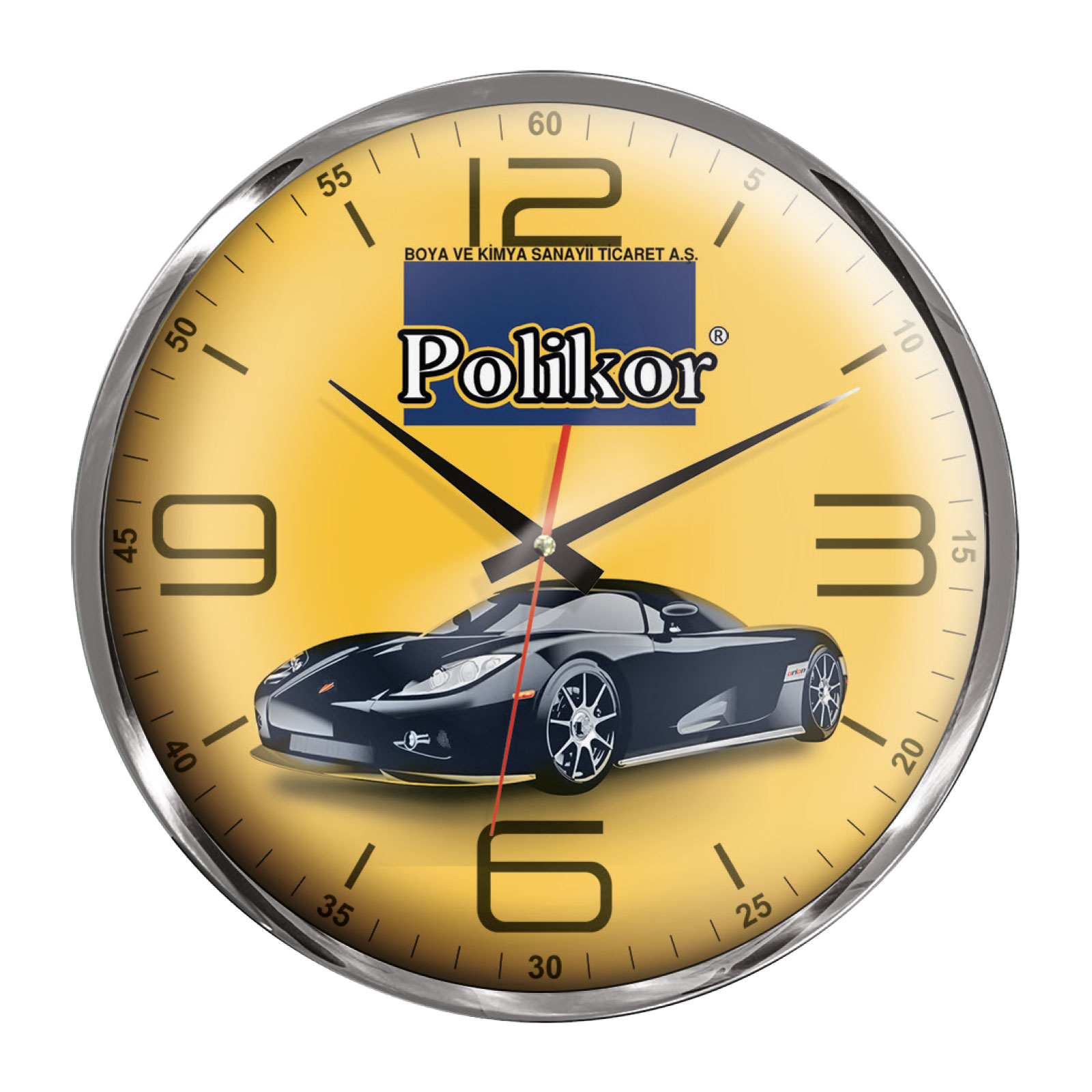 HEKTOR607 KROM METAL DUVAR SAATİ (350 MM)