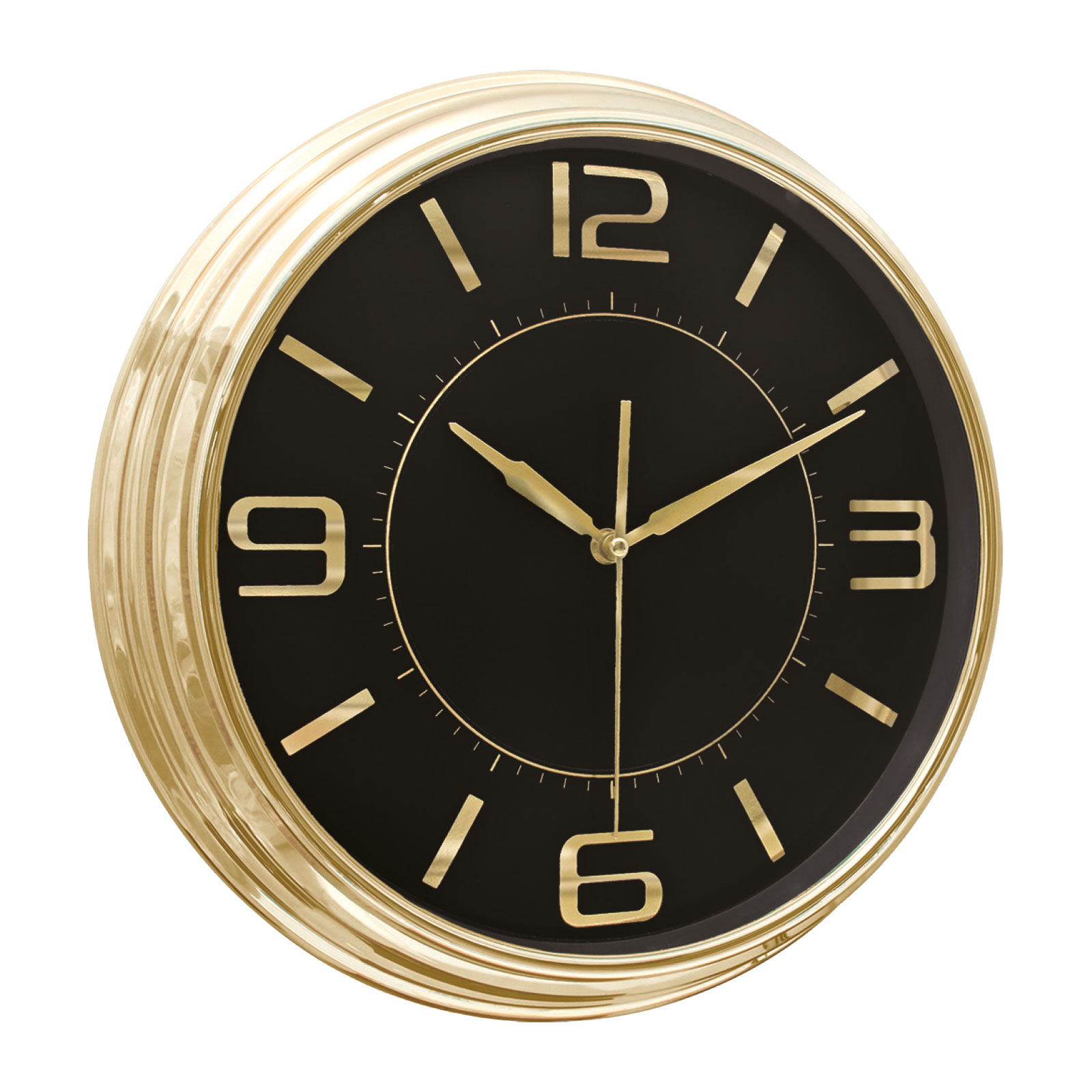 SEZAR401 SİYAH-ALTIN METALİZE ÇERÇEVE DUVAR SAATİ (380 MM)