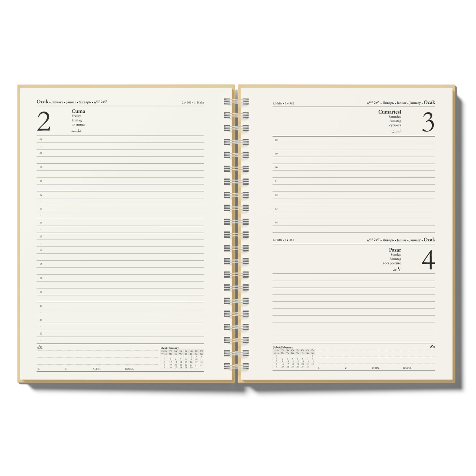 GÖLBAŞI KUŞE MUKAVVA SIVAMA SPİRALLİ AJANDA (17X24 CM)