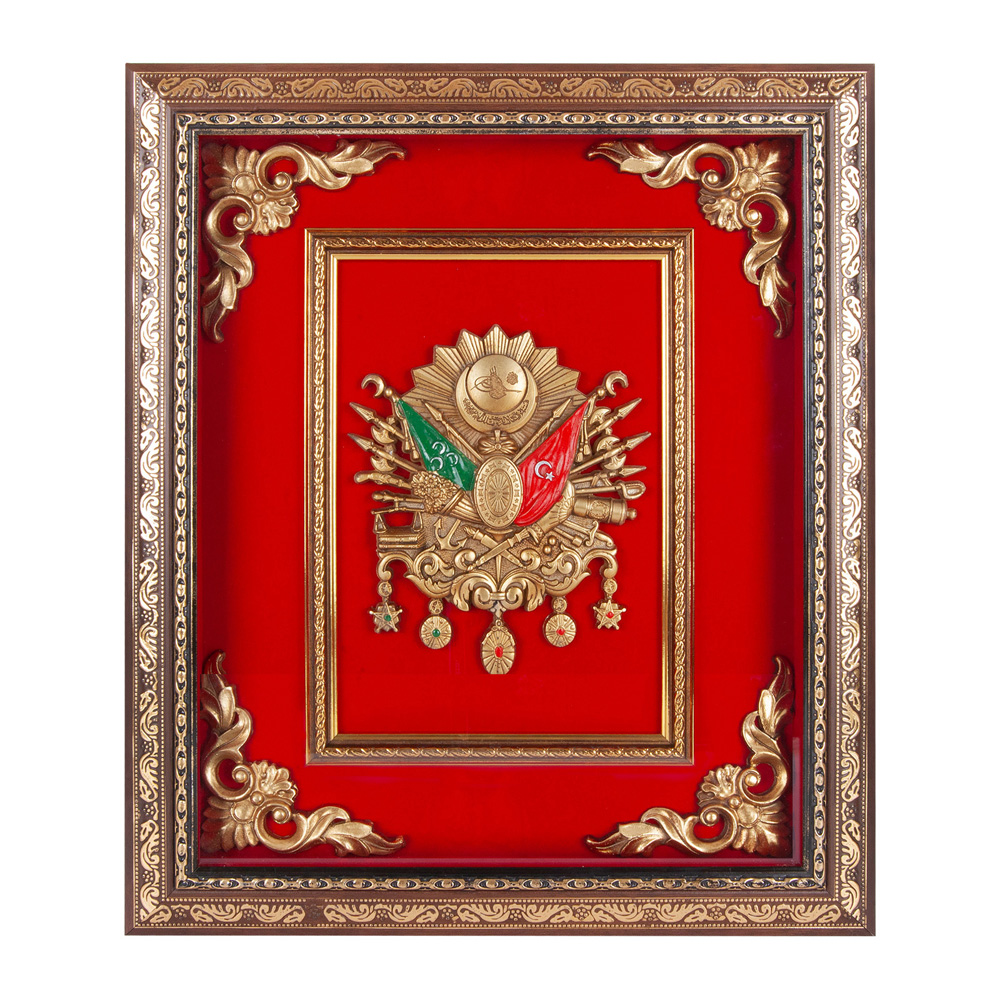SALTANAT KIRMIZI OSMANLI ARMASI KABARTMALI TABLO