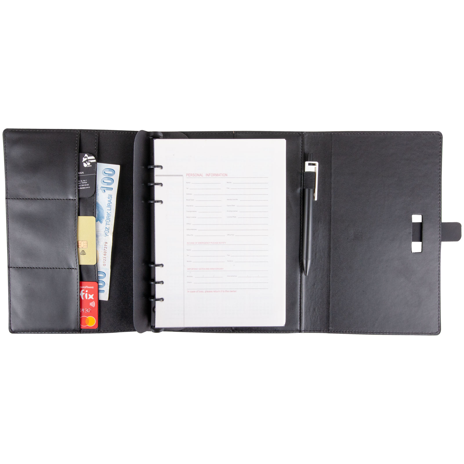 DEMİRTEPE SİYAH TARİHSİZ ORGANİZER DEFTER (17x22CM)